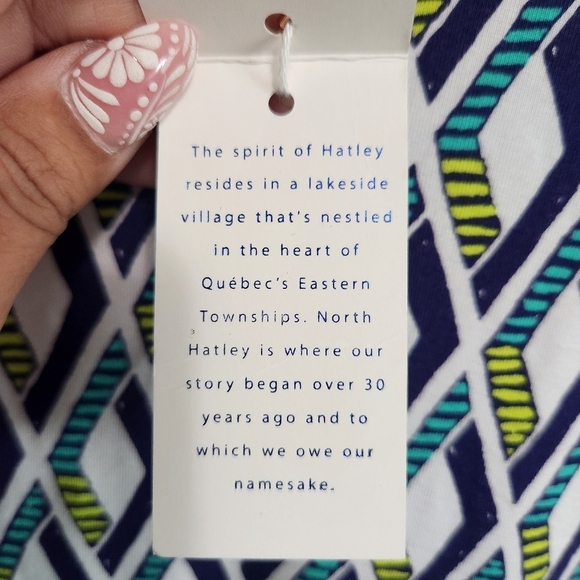 NWT HATLEY NELLIE SHIFT DRESS GEOMETRIC NAVY GREEN WHITE SZ L - Picture 9 of 12